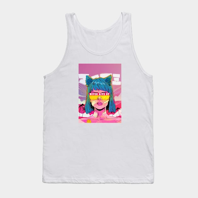 japanese anime girl - Never Give Up Tank Top by thecolddots